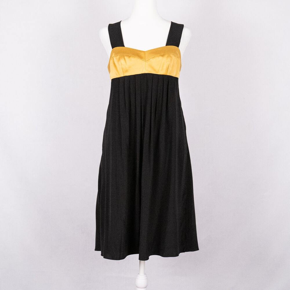 Amanda Uprichard Babydoll Style Silk Slip Dress Size SMALL Black & Gold Luxury